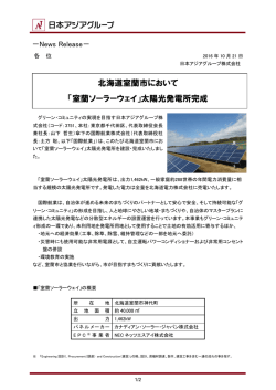 「室蘭ソーラーウェイ」太陽光発電所完成
