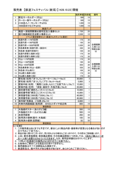 販売表 【鉄道フェスティバル（新潟）】 H28.10.22）開催