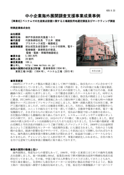中小企業海外展開調査支援事業成果事例