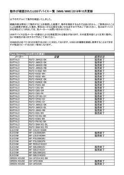 動作が確認されたUSBデバイス一覧 （MM6/MM8）2016年10月更新