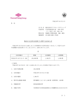 株式の立会外分売終了に関するお知らせ