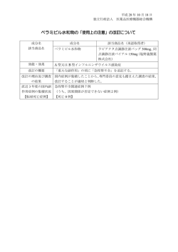 ペラミビル水和物の「使用上の注意」の改訂について