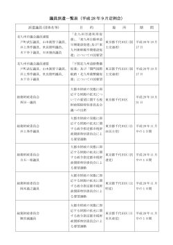 議員派遣一覧表（平成 28 年9月定例会）