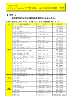 七尾市指定医療機関（PDF：119KB）