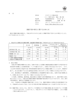業績予想の修正に関するお知らせ