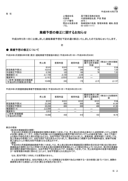 業績予想の修正に関するお知らせ