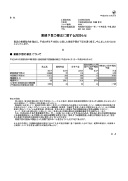 業績予想の修正に関するお知らせ