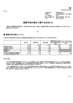 業績予想の修正に関するお知らせ