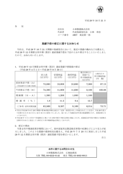 業績予想の修正に関するお知らせ