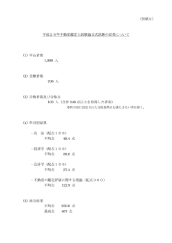 （別紙2） 平成28年不動産鑑定士試験論文式試験の結果について (1