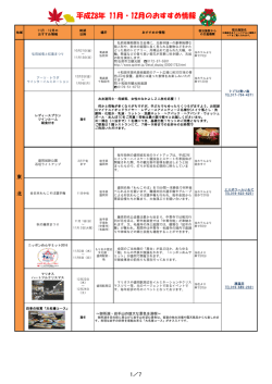 11月・12月のおすすめ情報