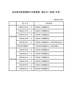 自由参加型見積執行対象業務 掲出日一覧表（予定）