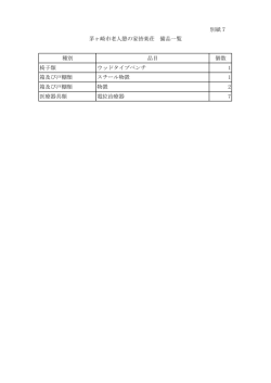 別紙7 種別 品目 個数 椅子類 ウッドタイプベンチ 1 箱及び戸棚類