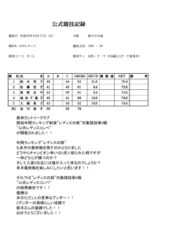 10月レディス 競技結果のお知らせ！