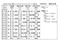 10月23日 組合せ表 - フレンドシップリーグ