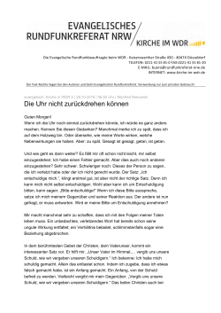 Die Uhr nicht zur&uuml;ckdrehen k&ouml;nnen