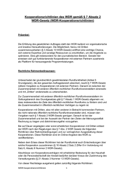 Die Kooperationsrichtlinen des WDR