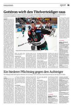 Gott&eacute;ron wirft den Titelverteidiger raus