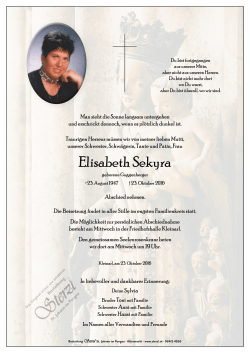Elisabeth Sekyra - Bestattung Sterzl