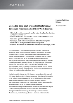 IR Release: Mercedes-Benz baut erstes Elektrofahrzeug
