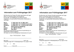 Information zum Frühlingslager 2017