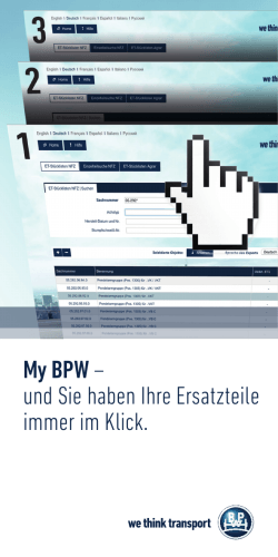 My BPW – und Sie haben Ihre Ersatzteile immer im Klick.