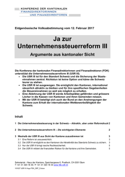 Ja zur Unternehmenssteuerreform III