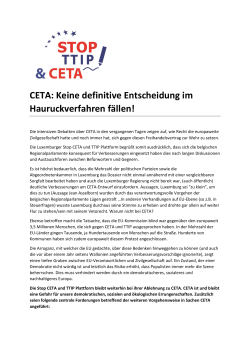 CETA: Keine definitive Entscheidung im Hauruckverfahren