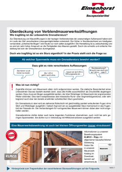 &Uuml;berdeckung von Verblendmauerwerks&ouml;ffnungen
