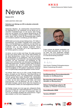 Herbst 2016 - bei HRSE, dem Schweizerischen Tr&auml;gerverein f&uuml;r
