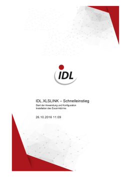 IDL.XLSLINK &ndash; Schnelleinstieg