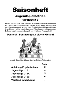 Saisonheft der Jugendligen