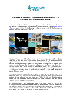 HaustauschFerien Gold bietet mit neuem Premium-Service