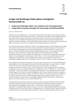innogy und Duisburger Hafen gehen strategische Partnerschaft ein