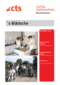 Hauszeitung November 2016 - Caritas SeniorenHaus Bischmisheim