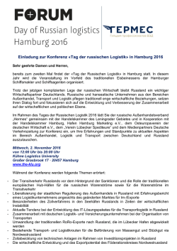 Einladung zur Konferenz «Tag der russischen Logistik» in Hamburg