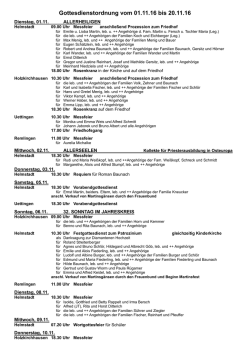 Gottesdienstordnung vom 01.11.16 bis 20.11.16