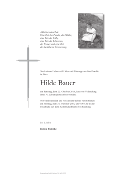 Hilde Bauer - Bestattung Jung, Salzburg, Bestattungsunternehmen