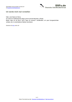 Ich werde mich mal vorstellen - Deutsches Schriftstellerforum