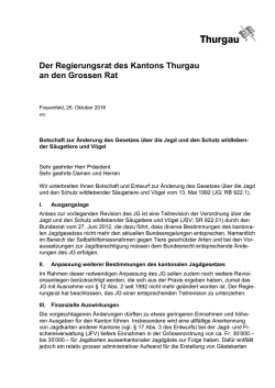 Der Regierungsrat des Kantons Thurgau an den
