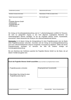 An Flughafen Bremen GmbH Ausweisstelle Flughafenallee 20