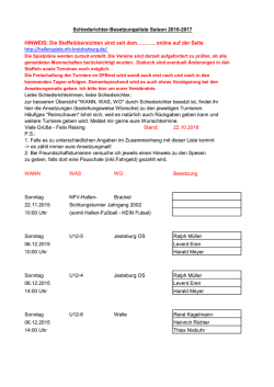 Hallenansetzungen 2016 / 2017Hallenansetzungen 2016 / 2017
