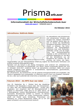 Info PRISMA Oktober 2016 - Wirtschaftsfachoberschule Auer