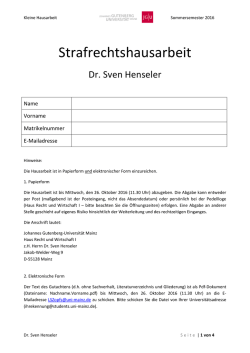 Hausarbeit Sommersemester 2016