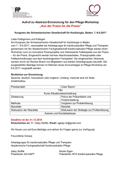 Einreichung Abstracts für Workshop bis zum 31.12.2016