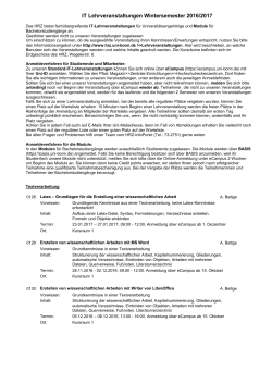 IT Lehrveranstaltungen Wintersemester 2016/2017