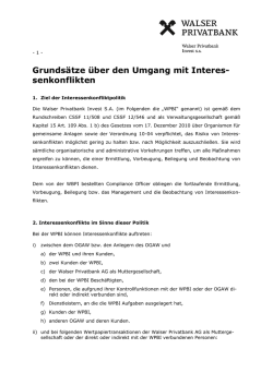 Information zu Grunds&auml;tzen &uuml;ber den Umgang mit Interessenkonflikten
