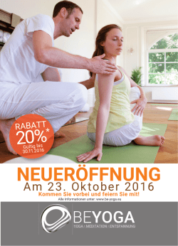 Ein Er&ouml;ffnungsflyer - BEYOGA &ndash; Yoga Studio in Wuppertal