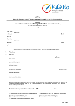 Betreuungsvertrag - Kinderg&auml;rten NordOst