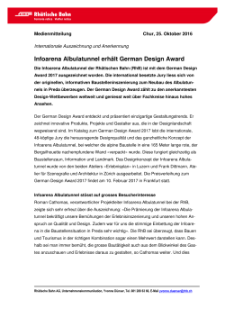 Infoarena Albulatunnel erhält German Design Award